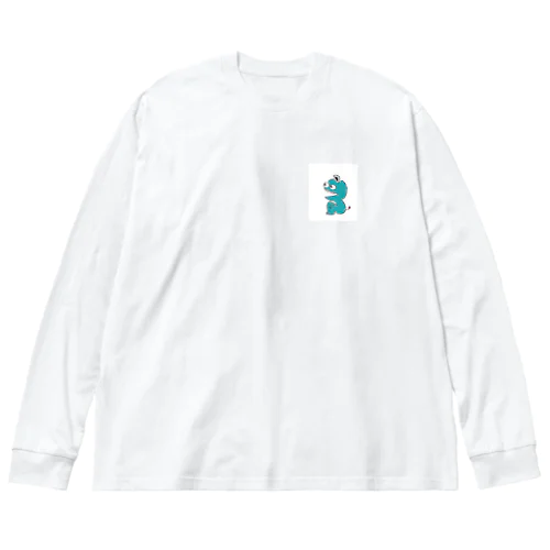 あたまに分度器刺さっちゃった君(Blue) ビッグシルエットロングスリーブTシャツ