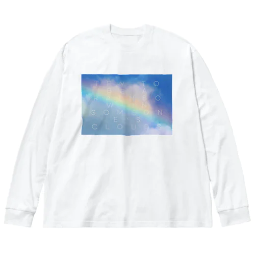 Rainbow carrying happiness(文字入り) ビッグシルエットロングスリーブTシャツ