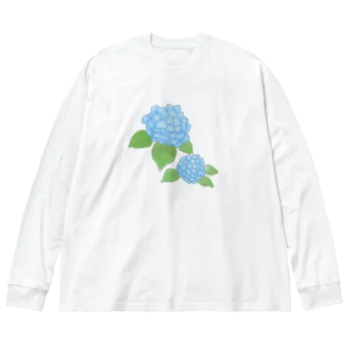 あじさい　青 ビッグシルエットロングスリーブTシャツ