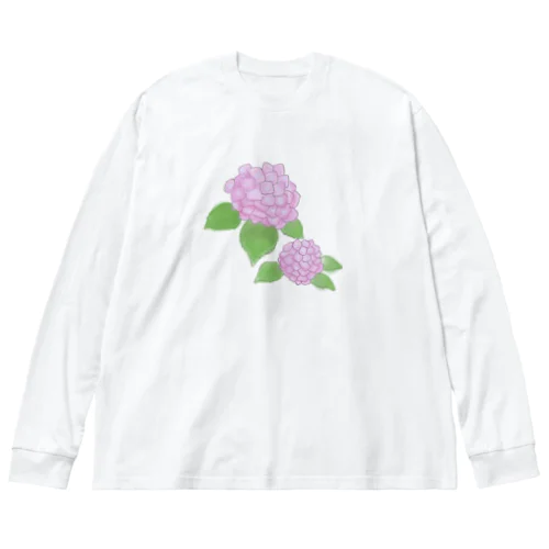 あじさい　紫 ビッグシルエットロングスリーブTシャツ