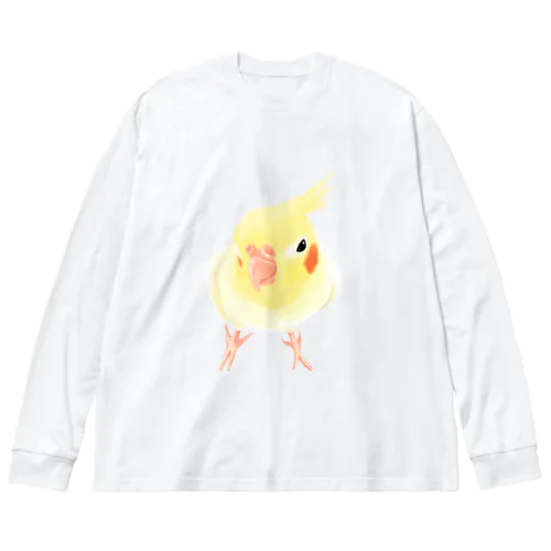 オカメインコ　おすましルチノー【まめるりはことり】 ビッグシルエットロングスリーブTシャツ