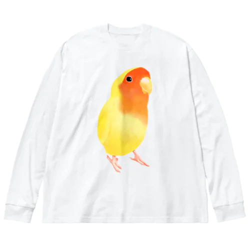 コザクラインコ　おすましルチノー【まめるりはことり】 ビッグシルエットロングスリーブTシャツ