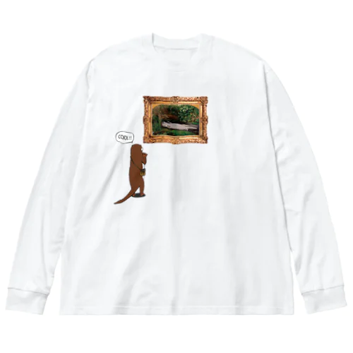 絵画鑑賞するカワウソ Big Long Sleeve T-Shirt