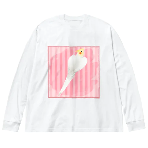 オカメインコ　ハートルチノーオカメインコ【まめるりはことり】 ビッグシルエットロングスリーブTシャツ