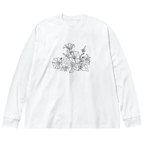 あさがお　モノクロ ビッグシルエットロングスリーブTシャツ