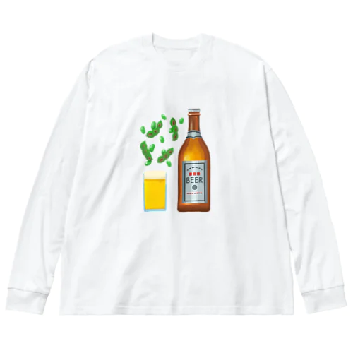 瓶ビールと焼き枝豆 196 ビッグシルエットロングスリーブTシャツ