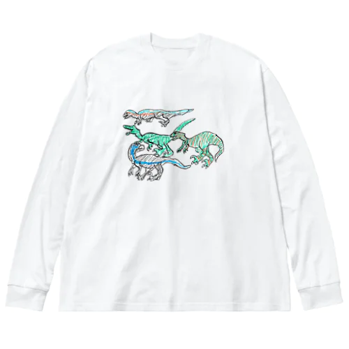 青のラプトル Big Long Sleeve T-Shirt