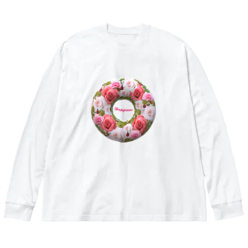 フラワーリース　ピンク系　 Big Long Sleeve T-Shirt