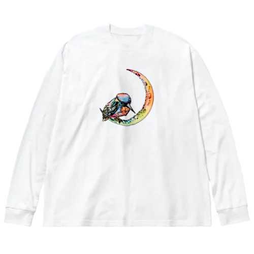 Kingfisher on the moon【colorful】 Big Long Sleeve T-Shirt