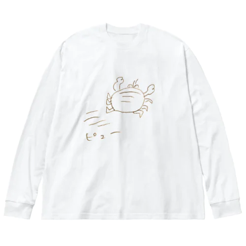 走り去るカニ ビッグシルエットロングスリーブTシャツ