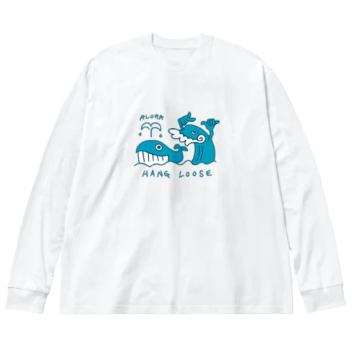 波とくじらとハングルース ビッグシルエットロングスリーブTシャツ