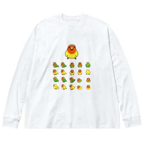 整列コザクラインコ隊【まめるりはことり】 ビッグシルエットロングスリーブTシャツ