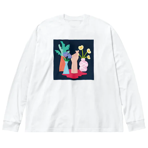 映えたくて死んでみた（植物） ビッグシルエットロングスリーブTシャツ