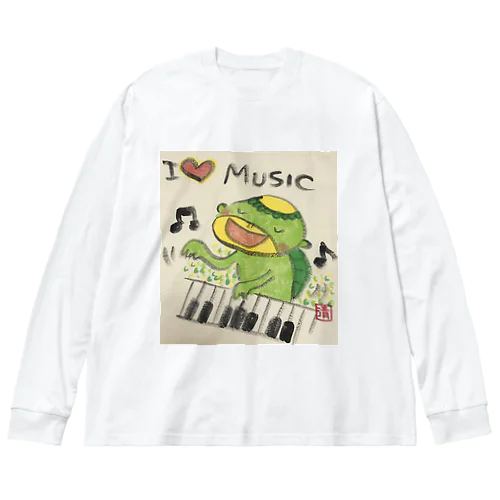 ピアノかっぱくん Piano Kappa-kun ビッグシルエットロングスリーブTシャツ