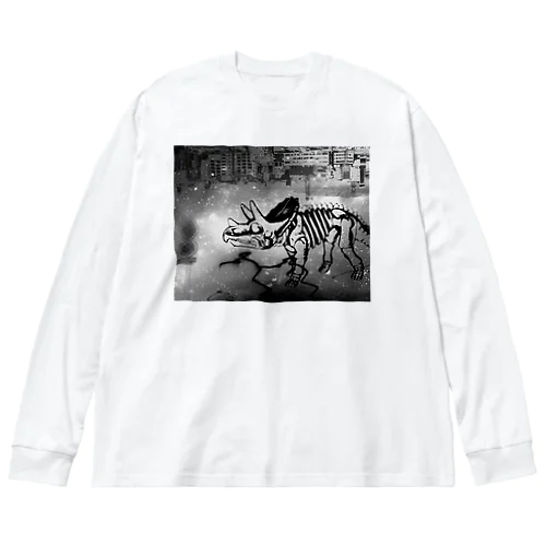 街と恐竜(モノクロ) Big Long Sleeve T-Shirt