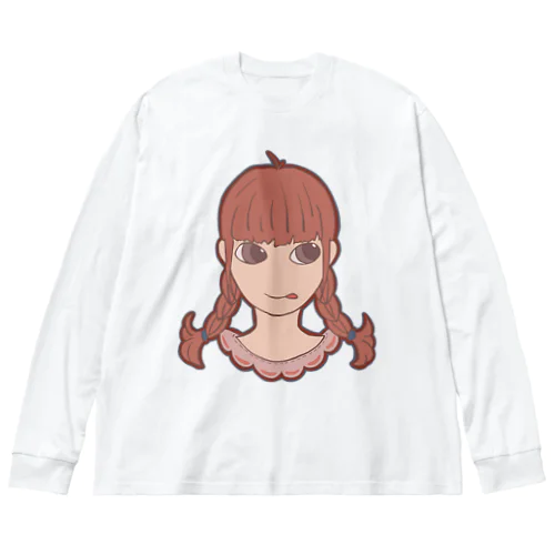 三つ編みガール ビッグシルエットロングスリーブTシャツ