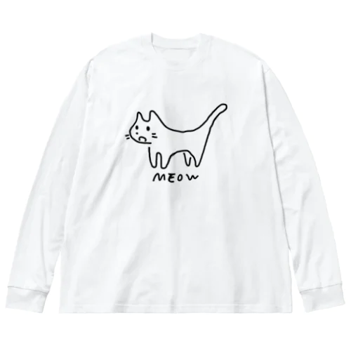 わりとゆるい線だけのねこ ビッグシルエットロングスリーブTシャツ