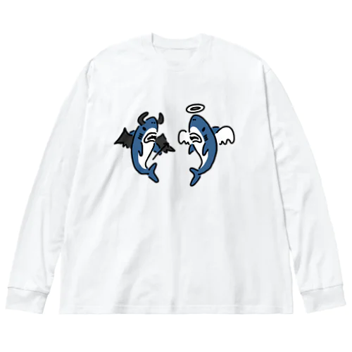 天使と悪魔に扮するサメ Big Long Sleeve T-Shirt