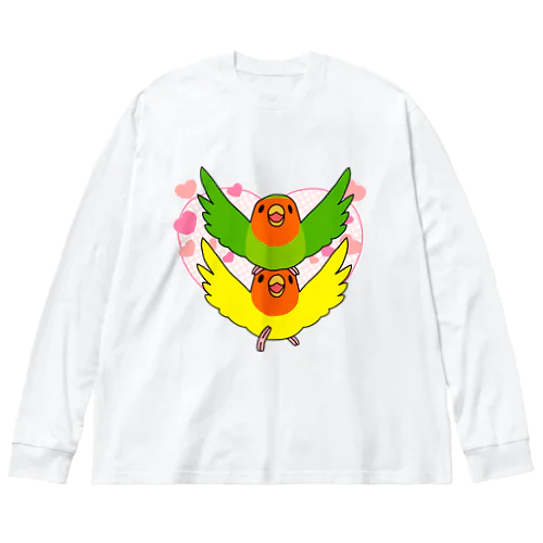 ラブリーコザクラインコ【まめるりはことり】 ビッグシルエットロングスリーブTシャツ