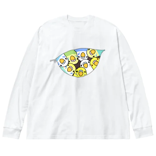 三密です！むちむちセキセイインコさん【まめるりはことり】 Big Long Sleeve T-Shirt