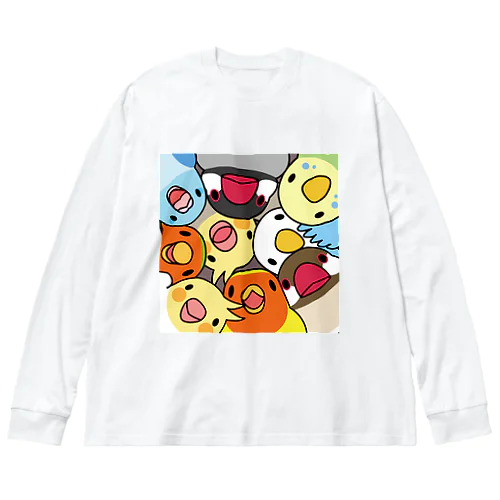 みっちりむっちり過密鳥まみれさん【まめるりはことり】 Big Long Sleeve T-Shirt