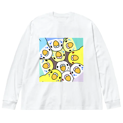 みっちりむっちり過密セキセイインコさん【まめるりはことり】 Big Long Sleeve T-Shirt