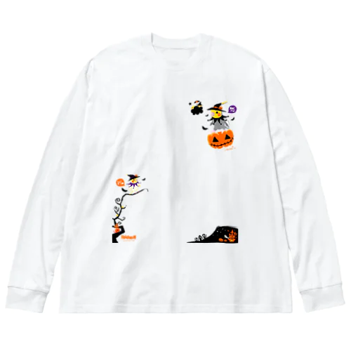 Flying Pumpkin オカメインコのハロウィン 大きめワンポイント系 0461 Big Long Sleeve T-Shirt