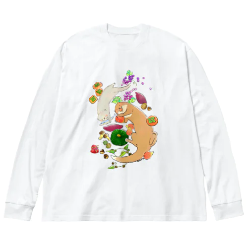 カワウソさんの食欲の！秋！ ビッグシルエットロングスリーブTシャツ