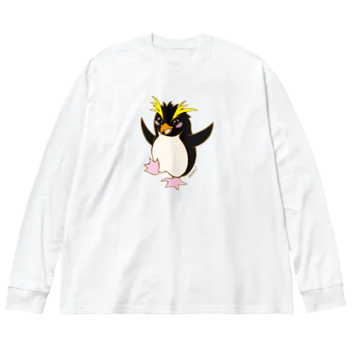 青空を夢見るイワトビペンギン ビッグシルエットロングスリーブTシャツ