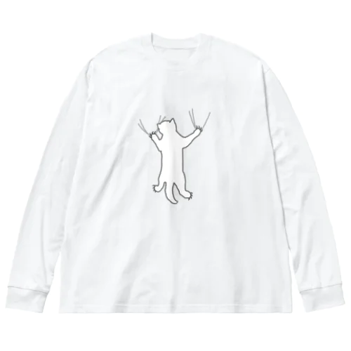 しがみつく白猫 ビッグシルエットロングスリーブTシャツ