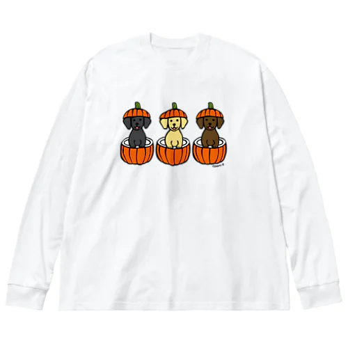 ハロウィンかぼちゃのラブラドール ビッグシルエットロングスリーブTシャツ