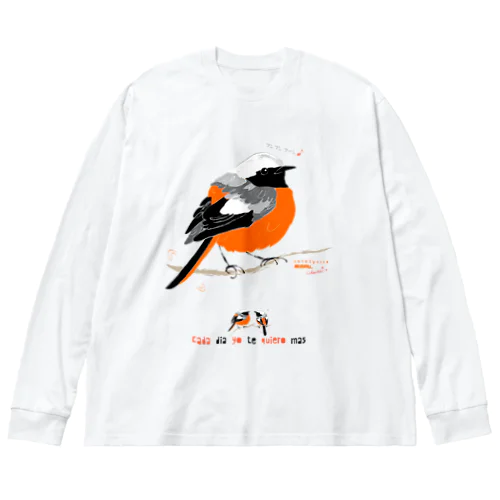 MARU ジョビ丸（大）まるい小鳥 まる過ぎる ジョウビタキ ビッグシルエットロングスリーブTシャツ