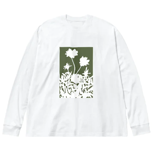 花咲く小径④みどり ビッグシルエットロングスリーブTシャツ