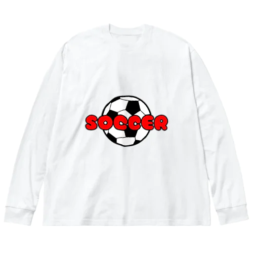サッカーボール柄（レッド） ビッグシルエットロングスリーブTシャツ