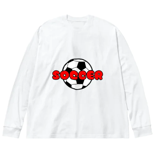 サッカーボール柄（レッド） Big Long Sleeve T-Shirt