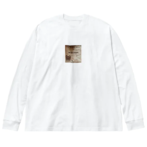 カフェ　新聞　グラフィック ビッグシルエットロングスリーブTシャツ