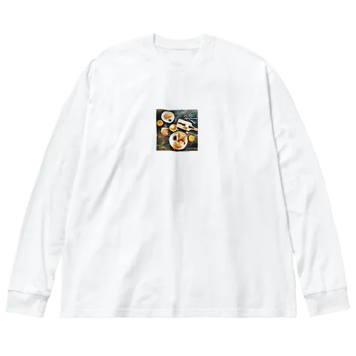 カフェ　クロワッサン　グラフィック ビッグシルエットロングスリーブTシャツ