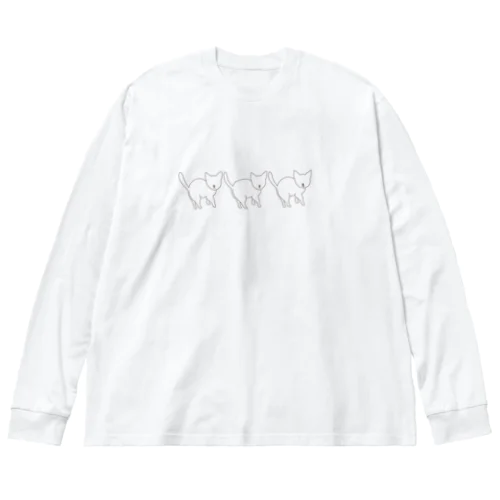 ちびねこ 루즈핏 롱 슬리브 티셔츠