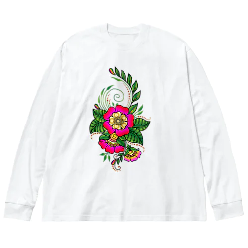 花-02 ビッグシルエットロングスリーブTシャツ