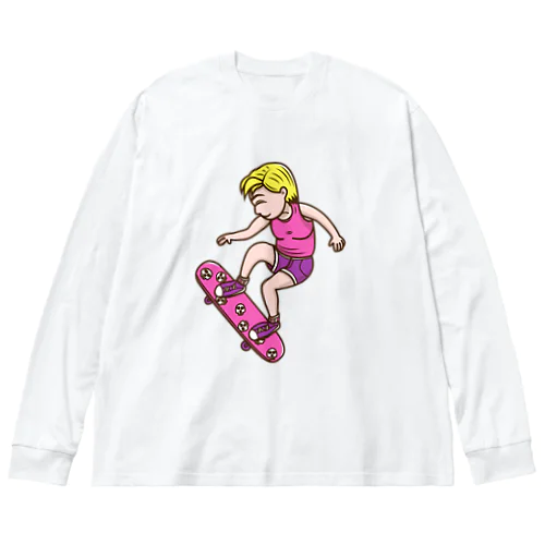 スケボー少女 ビッグシルエットロングスリーブTシャツ