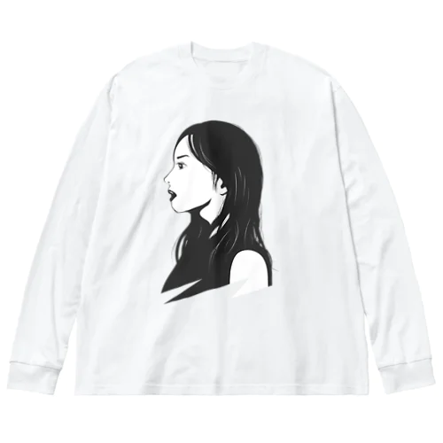 クールな女性の横顔 Big Long Sleeve T-Shirt