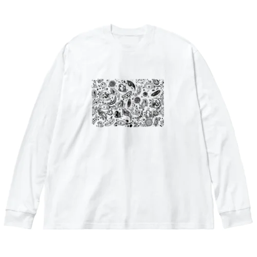 淡水プランクトンペイズリー ビッグシルエットロングスリーブTシャツ