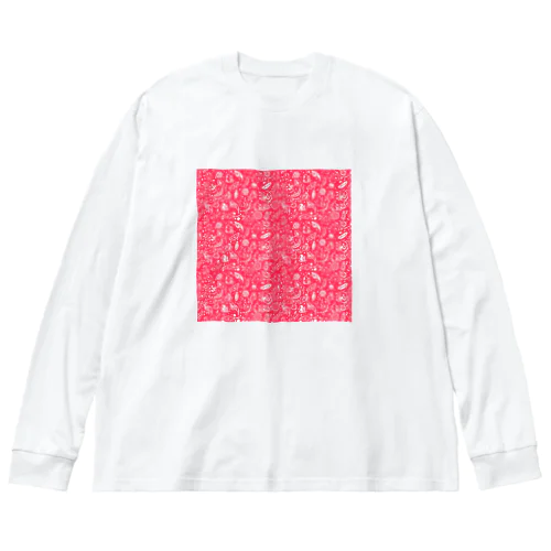 淡水プランクトンペイズリー（ピンク） ビッグシルエットロングスリーブTシャツ