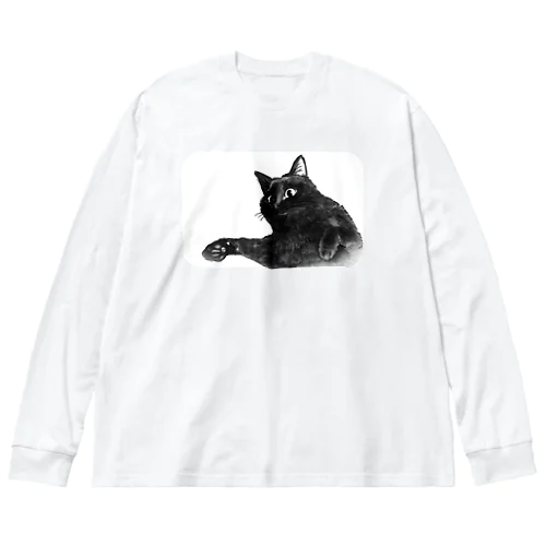 くろねこ  少しリアル ビッグシルエットロングスリーブTシャツ