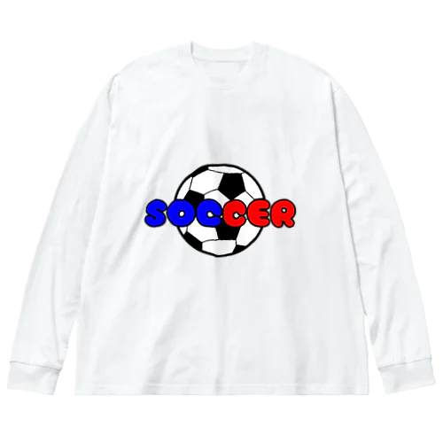 サッカーボール柄（赤/青） ビッグシルエットロングスリーブTシャツ