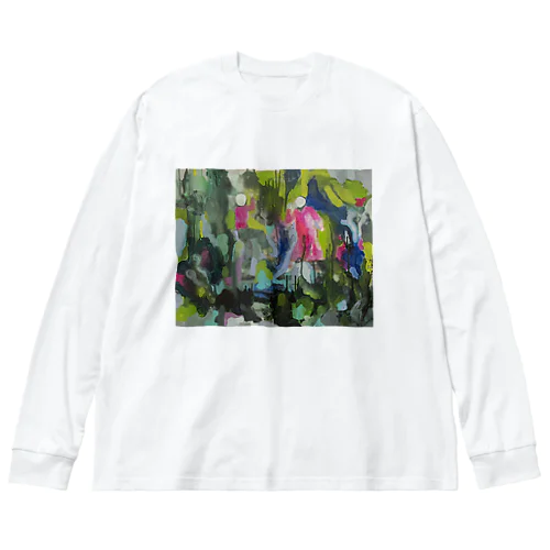 油絵プリントビッグシルエットTシャツ ビッグシルエットロングスリーブTシャツ