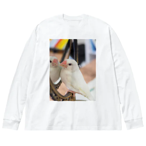 てのひら文鳥もんちゃん ビッグシルエットロングスリーブTシャツ