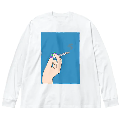 ブル〜 一本のタバコ ビッグシルエットロングスリーブTシャツ