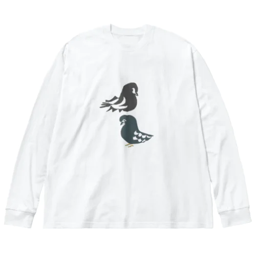 鳥 ビッグシルエットロングスリーブTシャツ