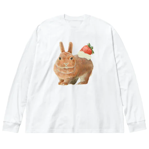 うさぎのクリームいちご乗せ ビッグシルエットロングスリーブTシャツ